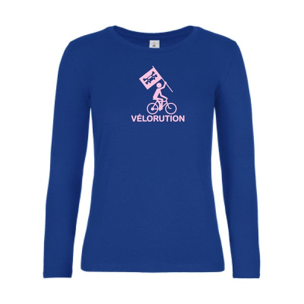 t-shirt lsl femme Velorution Royal Blue flex Rose