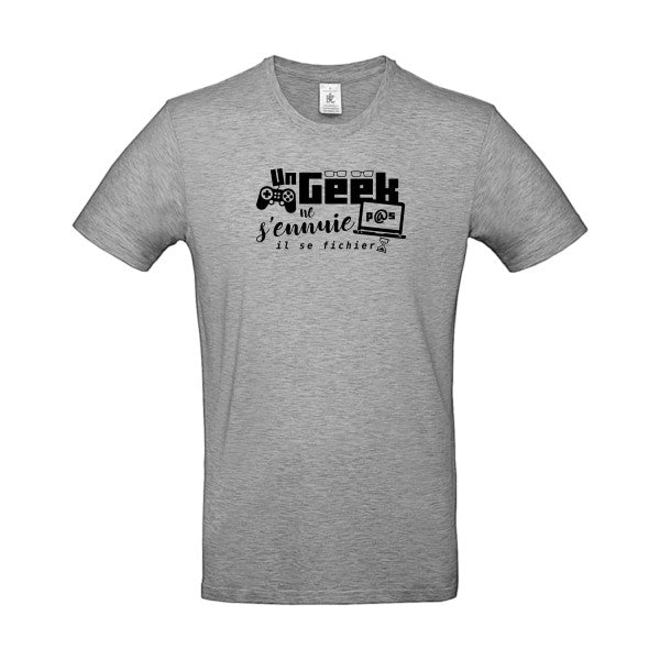 Un geek ne s'ennuie pas Flex noir |E190 T-shirt|Sport Grey||5XL