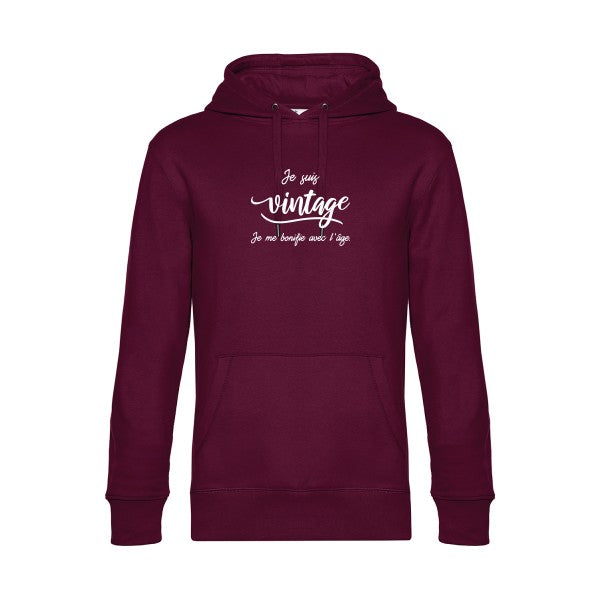Je-suis-vintage- sweat shirt original Burgundy flex Blanc impression Face