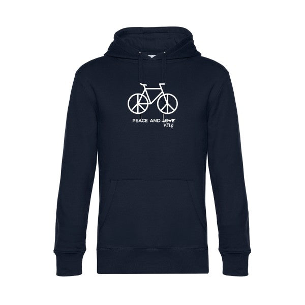 Peace-and-velo sweat shirt original Navy Blue flex Blanc impression Face