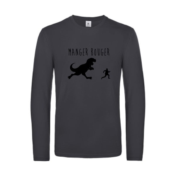 manger bouger - t shirt- manches- longues- original- humour- Dark Grey impression Face