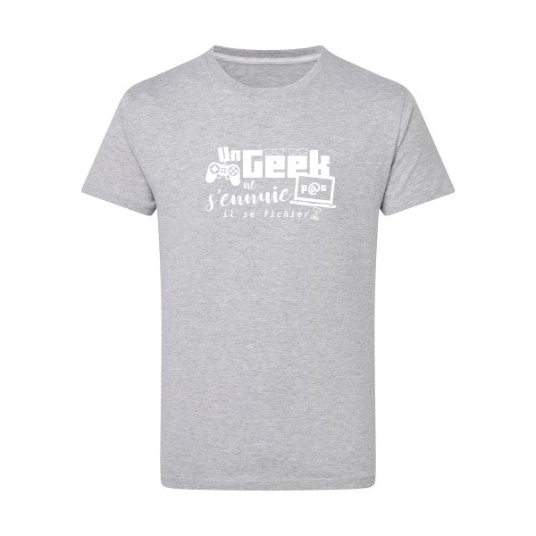 Un geek ne s'ennuie pas - Flex Blanc Tshirt original Light Oxford  5XL