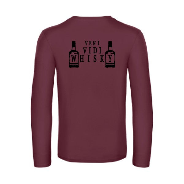 veni vidi whisky - t shirt- manches- longues- original- humour- Burgundy impression Dos