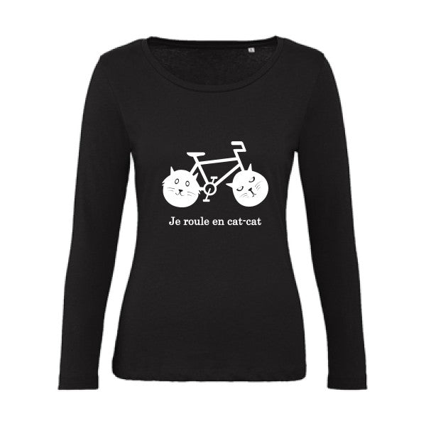 cat-cat bike Blanc |   T shirt manches longues femme|100% bio