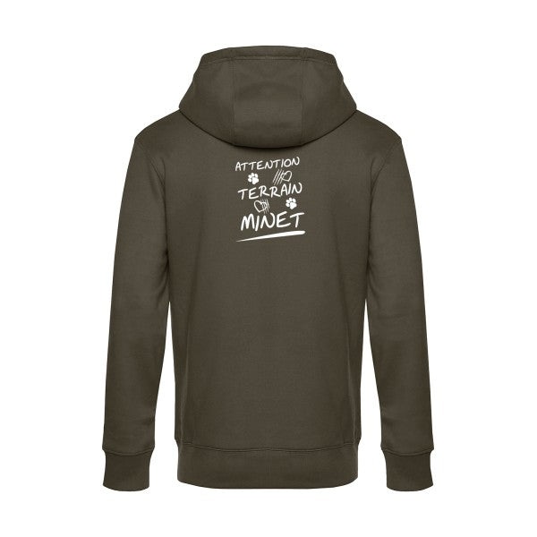 Attention-Terrain-Minet sweat shirt original Khaki flex Blanc impression Dos