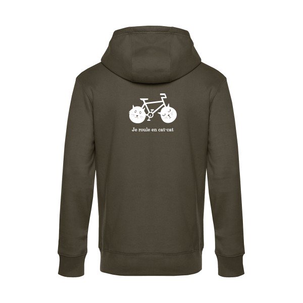 cat-cat-bike sweat shirt original Khaki flex Blanc impression Dos