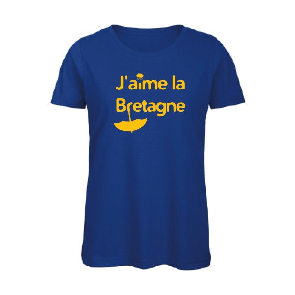 T shirt humour bio femme   femme bio|J'aime la Bretagne jaune Or 