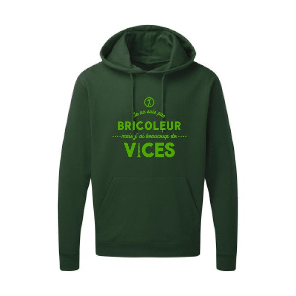 JE NE SUIS PAS BRICOLEUR Vert pomme |Sweat capuche imprimé homme