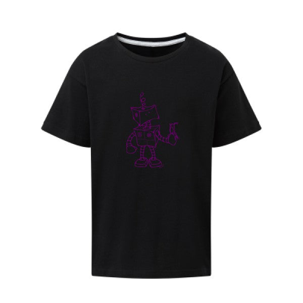 Robot & Bird Flex Violet SG - Kids T-shirt enfant Dark Black Taille 152 (11-12/2XL)