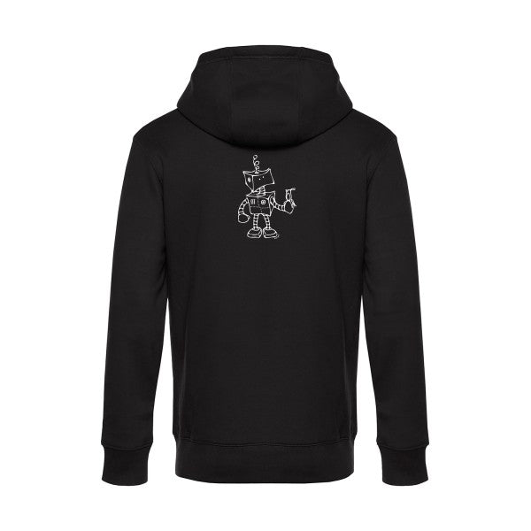 Robot-&-Bird sweat shirt original Black flex Blanc impression Dos