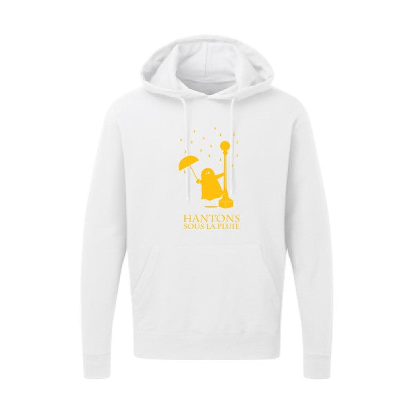 Hantons sous la pluie jaune Or |Sweat capuche imprimé homme