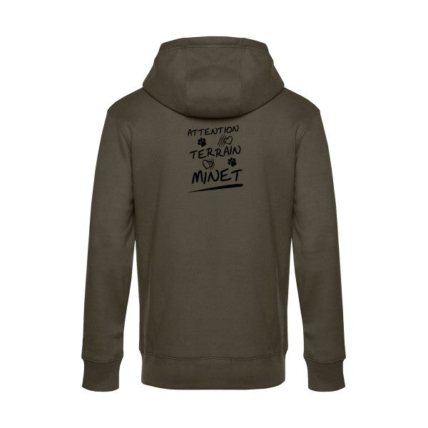 Attention-Terrain-Minet sweat shirt original Khaki flex Noir impression Dos