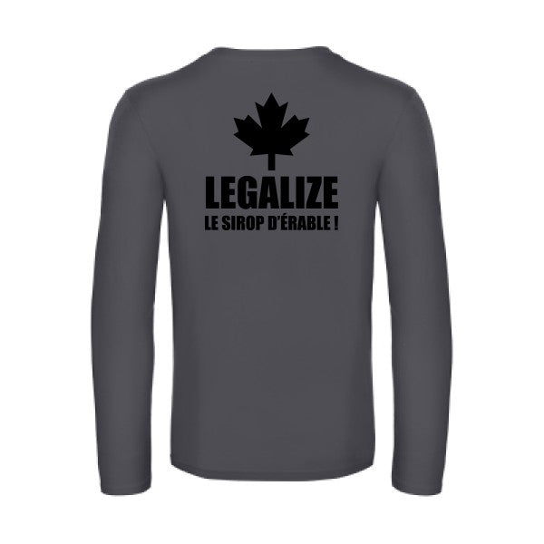 legalize le sirop d erable - t shirt- manches- longues- original- humour- Dark Grey impression Dos