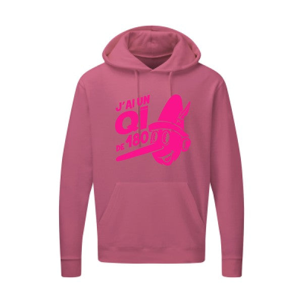 Quotient intellectuel |Sweat  capuche humoristique Rose fluo 