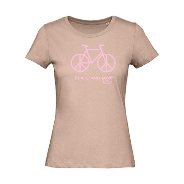 T shirt humour bio femme   femme bio|Peace and vÃ©lo Rose 