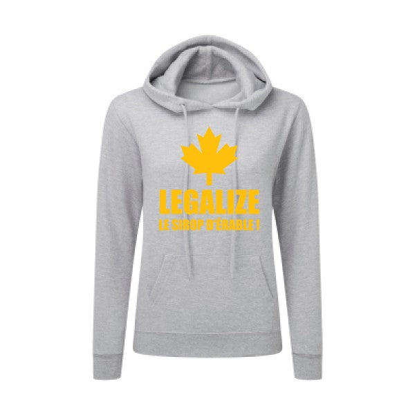 Legalize le sirop d'érable jaune Or |Sweat original à capuche Femme