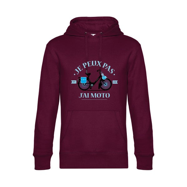 Je-peux-pas-j-ai-moto- Sweat à capuche original Burgundy - RueDuTeeshirt
