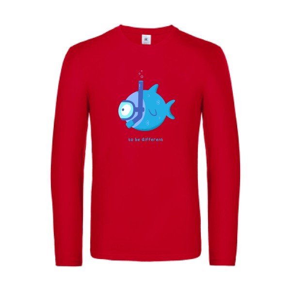 to-be-different-t-shirt-manches-longues-original-humour -Red