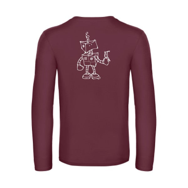 robot & bird - t shirt- manches- longues- original- humour- Burgundy impression Dos
