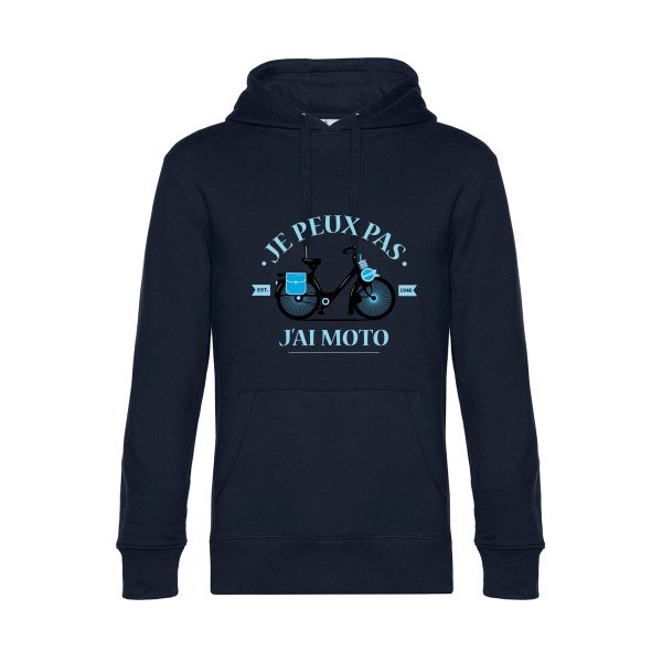 Je-peux-pas-j-ai-moto- Sweat à capuche original Navy Blue - RueDuTeeshirt