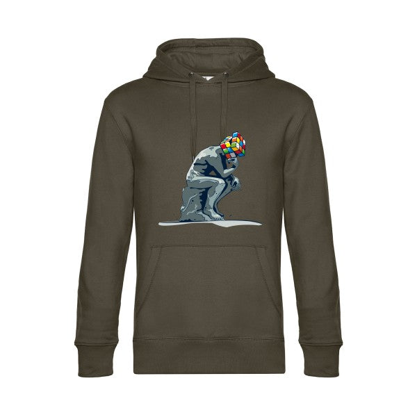 Reflexion-en-cours.- Sweat à capuche original Khaki - RueDuTeeshirt