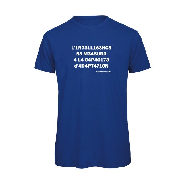 L'intelligence -Ai- t-shirt Geek- Royal Blue Bio flex Blanc