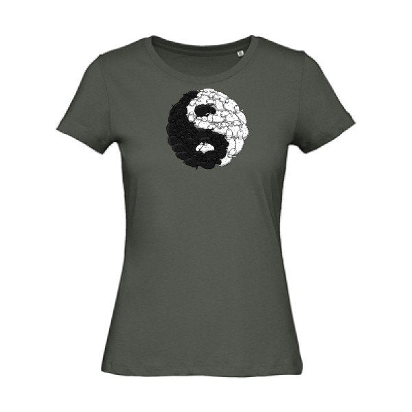 Mouton-Yin-Yang- - t-shirt original femme Millennial Khaki