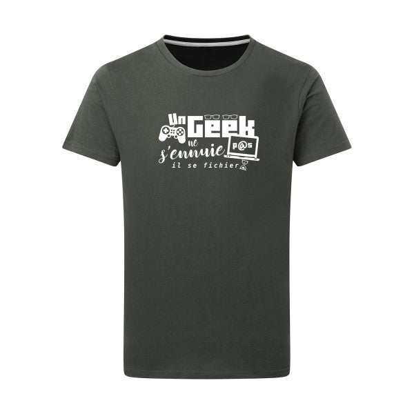 Un geek ne s'ennuie pas - Flex Blanc Tshirt original Charcoal  5XL