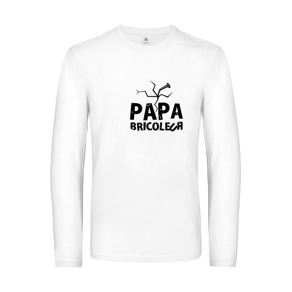 papa bricoleur - t shirt- manches- longues- original- humour- White impression Face
