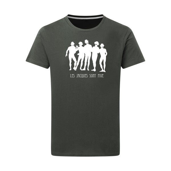 Les Jacques sont Five Blanc -Flex Blanc sur T-shirt SG  Charcoal  5XL