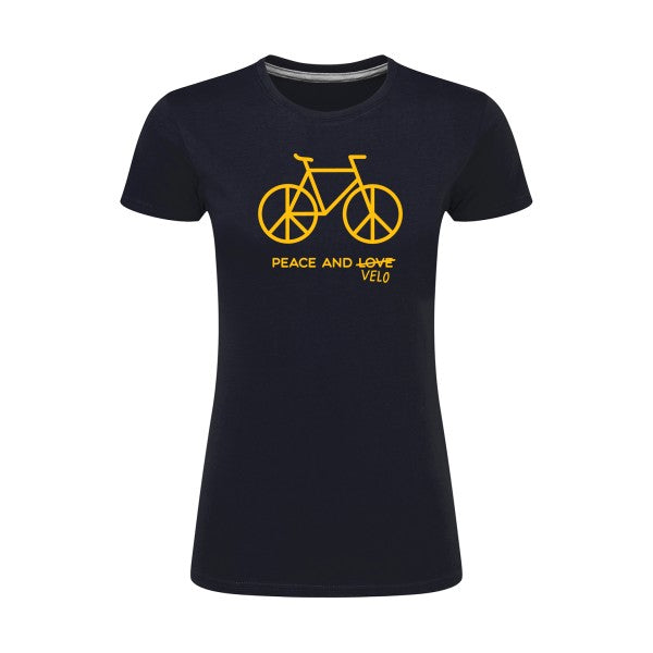 Peace and vélo jaune Or |T shirt original femme|SG