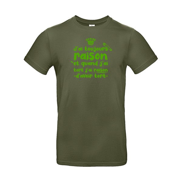 J'ai toujours raison flex Vert pomme B&C - E190 T-shirt|Urban Khaki||2XL