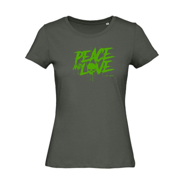 T shirt humour bio femme   femme bio|Peace or no peace Vert pomme 