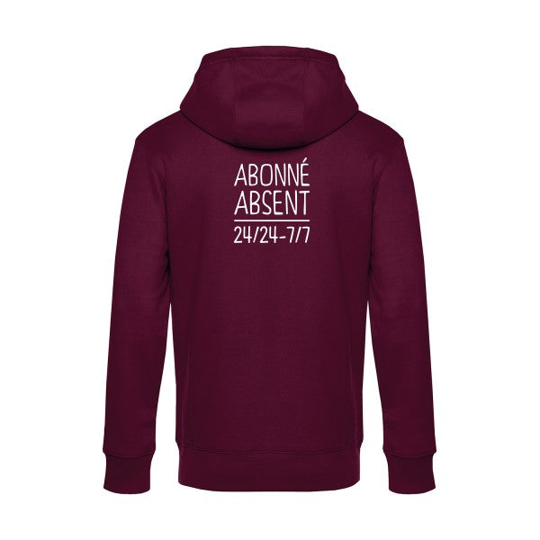 Abonne-absent sweat shirt original Burgundy flex Blanc impression Dos