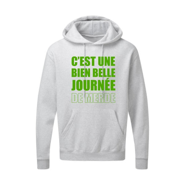 Journée de m... Vert pomme |Sweat capuche imprimé homme