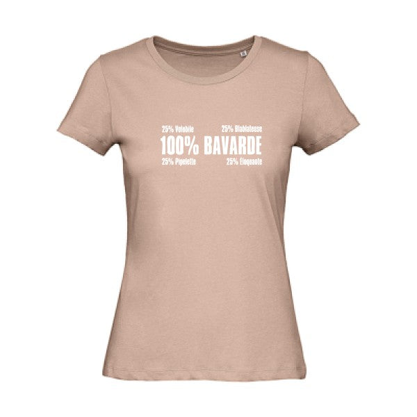 T shirt humour bio femme   femme bio|  Bavarde Blanc 