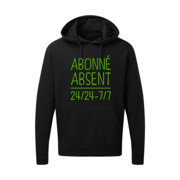 Abonné absent Vert pomme |Sweat capuche imprimé homme