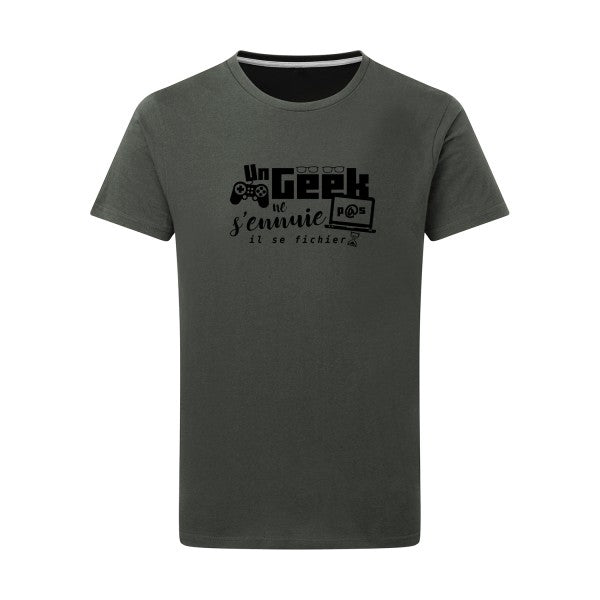 Un geek ne s'ennuie pas - Flex noir Tshirt original Charcoal  5XL