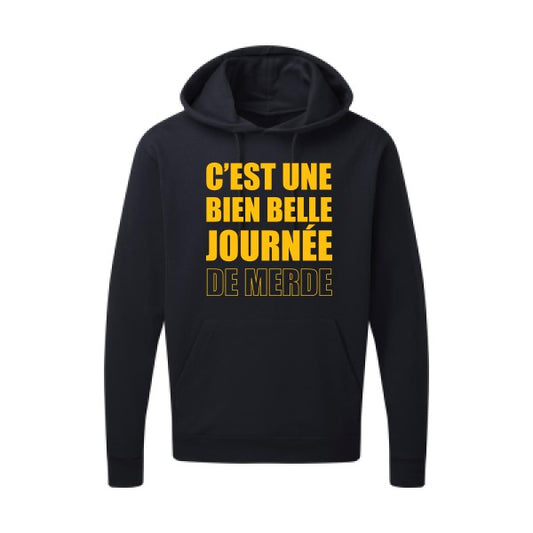 Journée de m... jaune Or |Sweat capuche imprimé homme