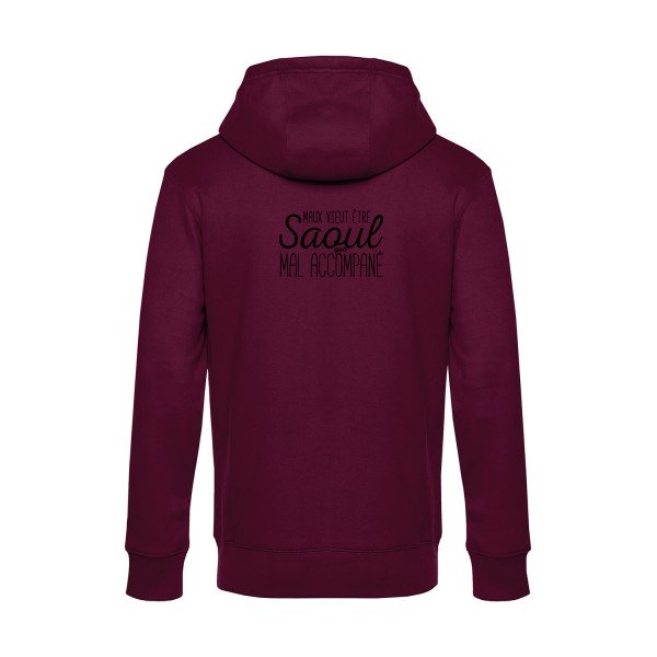 Maux-vieut-etre-Saoul sweat shirt original Burgundy flex Noir impression Dos