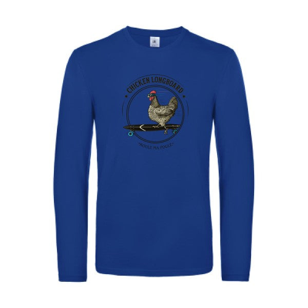 chicken-longboard-t-shirt-manches-longues-original-humour -Royal Blue