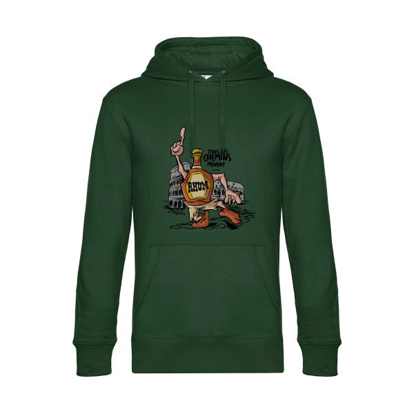 tous-les-chemins.- Sweat à capuche original Bottle Green - RueDuTeeshirt