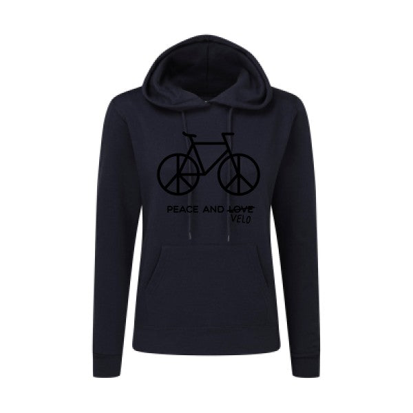 Peace and vélo Noir |Sweat original à capuche Femme