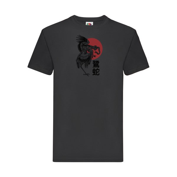 Le héron et le serpent  Fruit of the loom 205 g/m² T-shirt/ noir