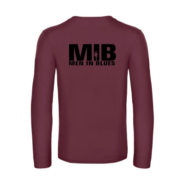 men in blues - t shirt- manches- longues- original- humour- Burgundy impression Dos