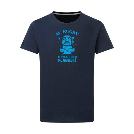 Au rugby, on apprend à se faire plaquer ! - Flex bleu clair Tshirt original Denim  XL