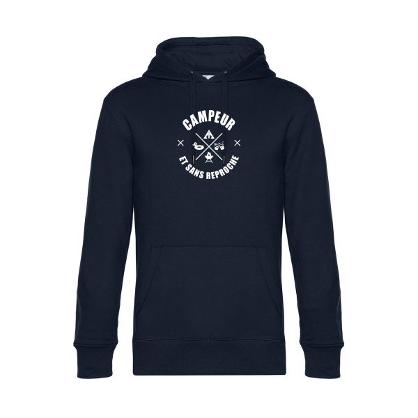 CAMPEUR... sweat shirt original Navy Blue flex Blanc impression Face