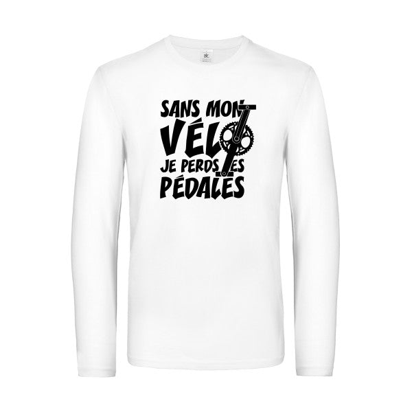 sans mon velo je perds les pedales  - t shirt- manches- longues- original- humour- White impression Face