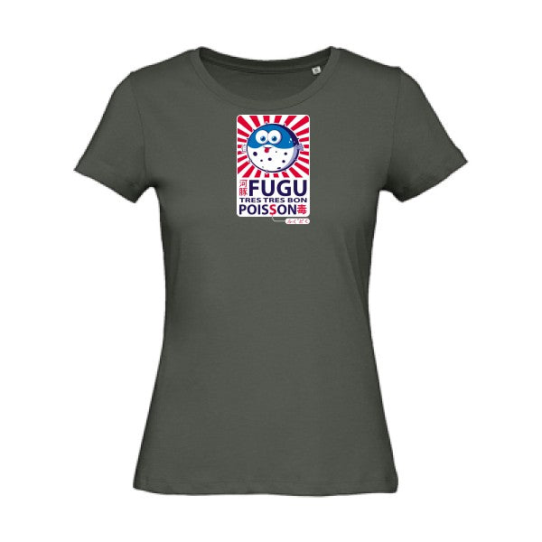 Fugu- - t-shirt original femme Millennial Khaki