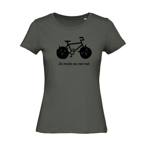 T shirt humour bio femme   femme bio|cat-cat bike Noir 